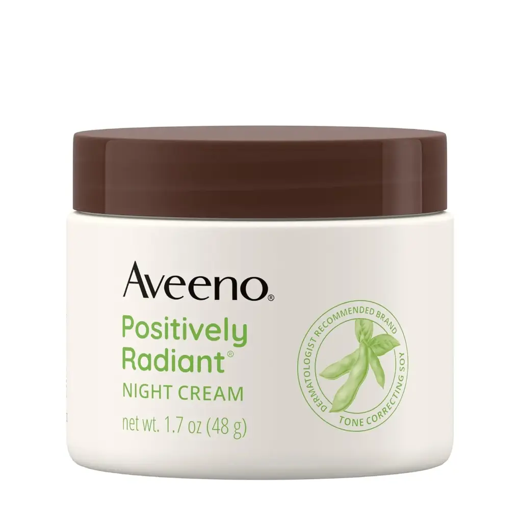 Aveeno Positively Radiant Moisturizing Night Cream with Tone Correcting Soy & Niacinamide, Night Cream